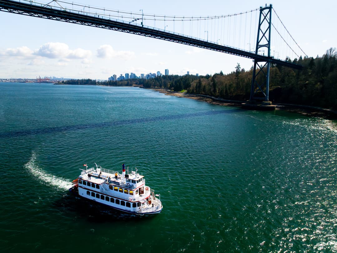 Harbour Princess in False Creek with Vancouver skyline behind