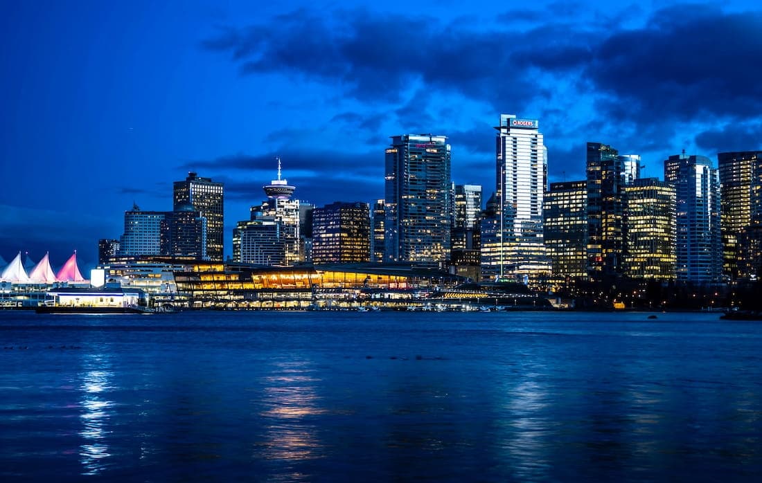 Vancouver skyline at night